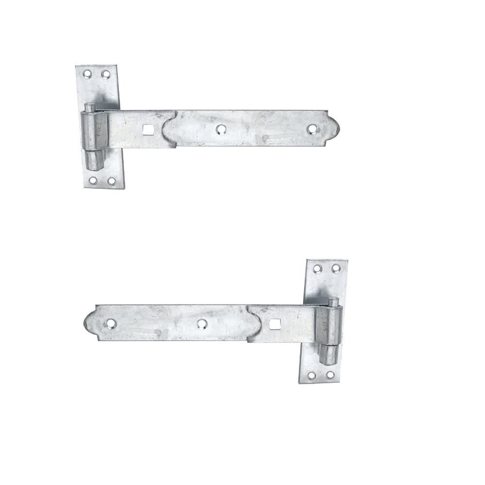 Merriway BH06858 (2 Pcs) Gate Hinges Heavy Duty Hook and Band Straight Flat Galvanised - Pack of 2 Pieces