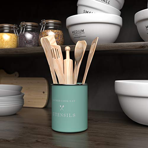 Barnyard Designs Metal Utensil Crock Holder, Rustic Farmhouse