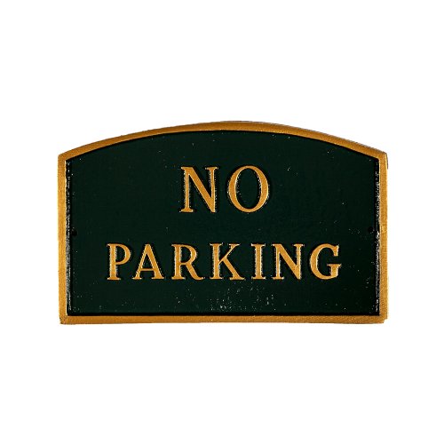 Montague Metal Products SP-8sm-HGG No Parking Arch Statement Plaque, Small, Hunter Green and Gold