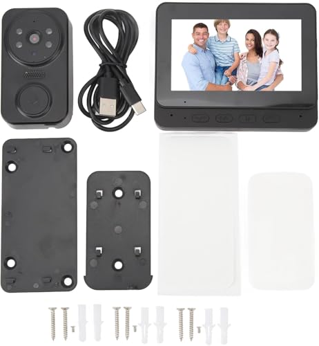 Campainha Sem Fio com Camera, Intercom de Áudio e Visão Noturna, Tela IPS 4.3”, Ângulo de 120°, Vídeo Porteiro Bidirecional Residencial Interno E Externo (M12)