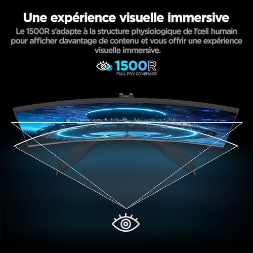 Ecran PC Gamer 27 Pouces Incurvé FHD 180Hz 1500R HDR10 Moniteur