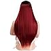 AISI HAIR Long Straight Wig Ombre Red Synthetic Hair Middle Part Heat Resistant Wigs for Women 2 Tone Dark Roots Wig