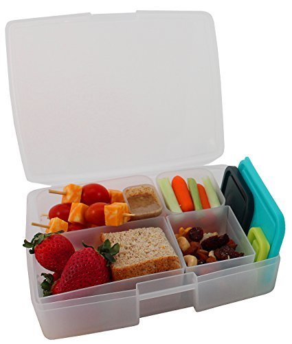 Bentology Leak-proof Bento Lunch Box with 5 Removable Containers, Beach/Multicolor