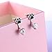 Sterling Silver Forever Love Front and Back Heart Stud Puppy Paw Earrings Jacket for Women Girls