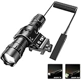 Tactical Flashlight Zoomable 1200 Lumens Waterproof with Mount, Rechargeable Battery, Pressure Switch, Self Defense, Camping