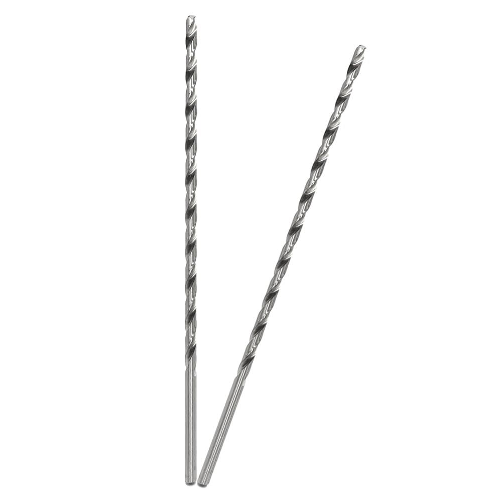5MM Drill Bit 200MM Long Twist Drill Bits High Carbon Steel Spiral Wood Drill Bits drill Accessories for Dowel Drilling Wood,Plastic and Aluminum,2PCS(Silver)
