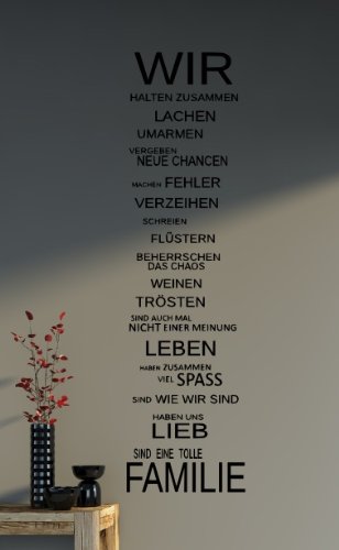 Wir Sind Eine Familie Spruch Wandtattoo Aufkleber 92x24cm B323 V Schwarz
