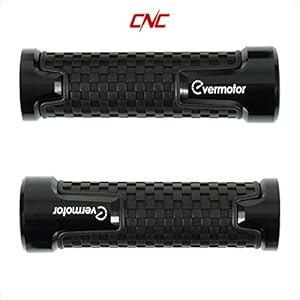 Evermotor Universele motorfietsstuurgrepen – 22 mm (7/8 “) 24 mm (1”) Antislip motorfietsgrepen voor scooters Bromfietsen Quad ATV Rubberen handvatten Gemaakt van CNC-aluminium Zwart