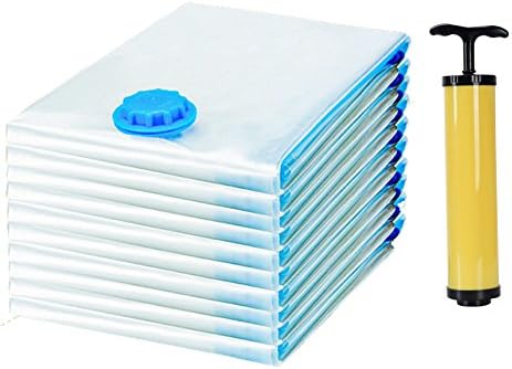 10 Pack 80cm x 120cm XX-Large Vacuum Storage Bags + Free Hand Pump for Space Compression Storage Pillows/Sheets/Blankets/Clothes Travel Storage Bags Material: PA+PE