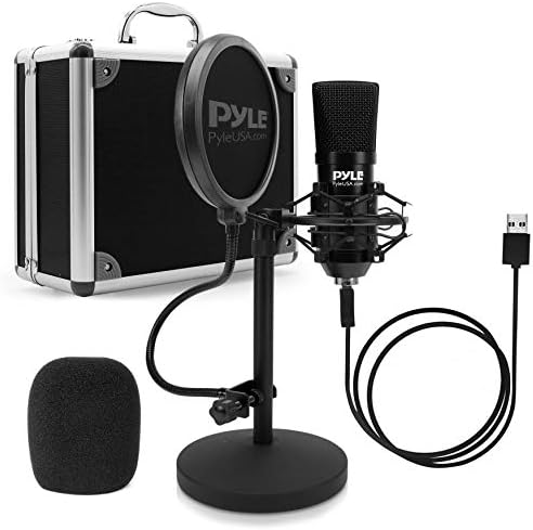 USB Microphone Podcast Recording Package – Audio Cardioid Condenser Mic w/Desktop Stand and Pop Filter – for Gaming PS4, Streaming, Podcasting, Studio, YouTube, Works w/Home windows Mac PC – Pyle PDMIKT120