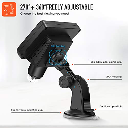 WiFi HD Microscope 1080P 4.3 inch LCD Screen, VSATEN Wireless Digital 50X-1000X Magnification Zoom USB Microscope Camera 2.0 Megapixels 8 Led Camera Video Recorder for iPhone Android Windows Mac Linux - Thumbnail 3