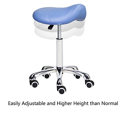 Grace & Grace Rolling Adjustable Comfortable Ergonomic Saddle Stool Series with Heavy Duty Metal Base for Clinic Spa Salons Classrooms Home (Blue) - Thumbnail 2