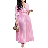 Elainone Women’s 3/4 Sleeve Flared A Line Dress Wedding Guest Casual Semi Formal Office Lady Dresses with Belt