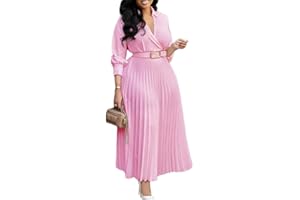 Elainone Women’s 3/4 Sleeve Flared A Line Dress Wedding Guest Casual Semi Formal Office Lady Dresses with Belt