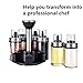 Premium Salt and Pepper Shakers Set 6 Glass Jars with 360°Rotating Holder Seasoning Bottles Stainless Steel Kitchen Spice Rack Set Durable Transparent Dust Cover 3 Different Cover Shapes