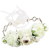Didder Flower Crown Boho Flower Headband, White Flower Crowns for Women Bride Wedding Flower Head...
