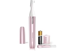 TOUCHBeauty Eyebrow Hair Trimmer for Women, Painless Precision Eyebrow Shaper, Pen-Shaped Hair Remover Razor for Face Chin Neck, Upper-Lip, Peach-Fuzz Mini Sized Battery-Operated Rose Color 1658A