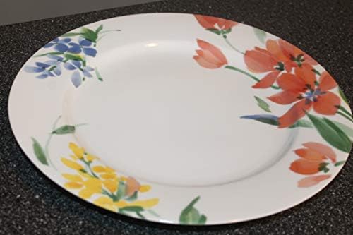 Nikko Sweet Meadows 12" Chop Plate/Round Platter ~Fine china, Red/Yellow/Purple Flowers ~ RETIRED 1995