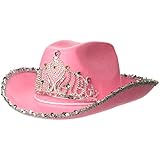 Loftus International Rodeo Queen Sequins & Tiara Cowgirl Hat Pink One Size Novelty Item