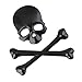 3D Metal Skull Crossbones Emblem Car Truck Motor Decal Badge Sticker -Black