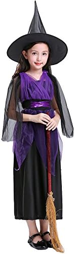 SGBB Girl’s Halloween Witch Costume Fancy Dress with Hat (8-10（130-140）, Purple)