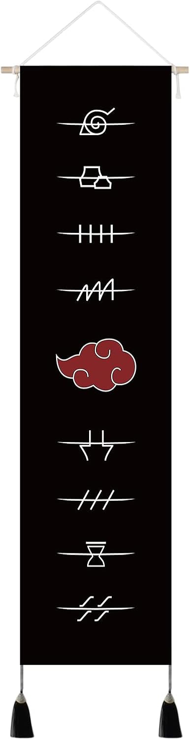 Tapestries - Hanging Anime Canvas tapestry Decoration series | Manga posters Wall Art Banner Wall hanging | 32 x 130 cm (leaf village symbol)