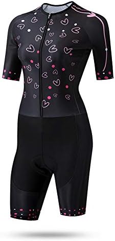 TZTED Womens Triathlon Suit Premium Padded Performance Tri Suit with 3D Cushion Padded Bike Bicycle Clothes Suits Summer