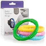 Teether Rings - (4 Pack) Silicone Sensory Teething Rings - Fun, Colorful and BPA-Free Teething Toys - Soothing Pain Relief and Drool Proof Teether Ring (Unisex)