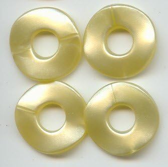 Yellow Pearlized 2X25MM Wavy DISC Beads - Lot of 12