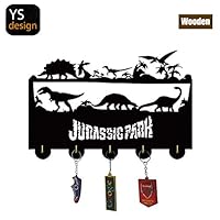 Jurassic Park Door Hooks,Dinosaur Coat Hooks,Wooden Key Holder,Key Hanger for Wall、Entryway and Living Room -Unigue Gift-20LB(Max)