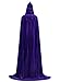 ALIZIWAY Hooded Cloak Full Long Velvet Cape for Halloween Cosplay Costume Cloak Blue 06PS