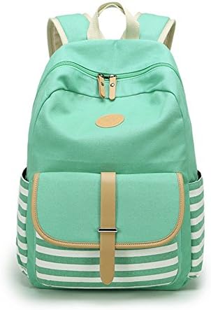 Tougos Canvas College Middle School Backpacks for Teen Girls Bookbags Green