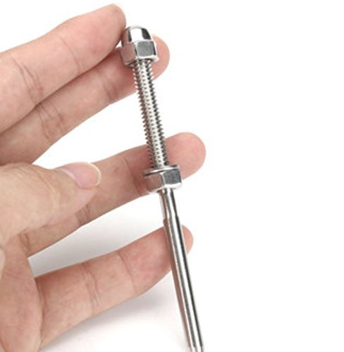 60 pcs Stainless Steel Handrail Railing Cable Tensioner Threaded Stud End Fitting for 1/8 inch Cable Wire
