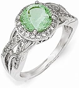 Cheryl M Sterling Silver Cubic Zirconia and Simulated Paraiba Tourmaline Faceted Ring - Size 6