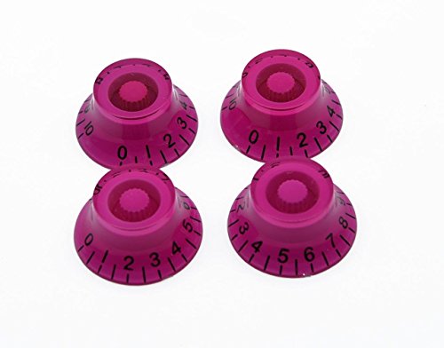 KAISH 4pcs Purple w/ Black Number LP Guitar Bell Knobs Top Hat Knobs for Les Paul