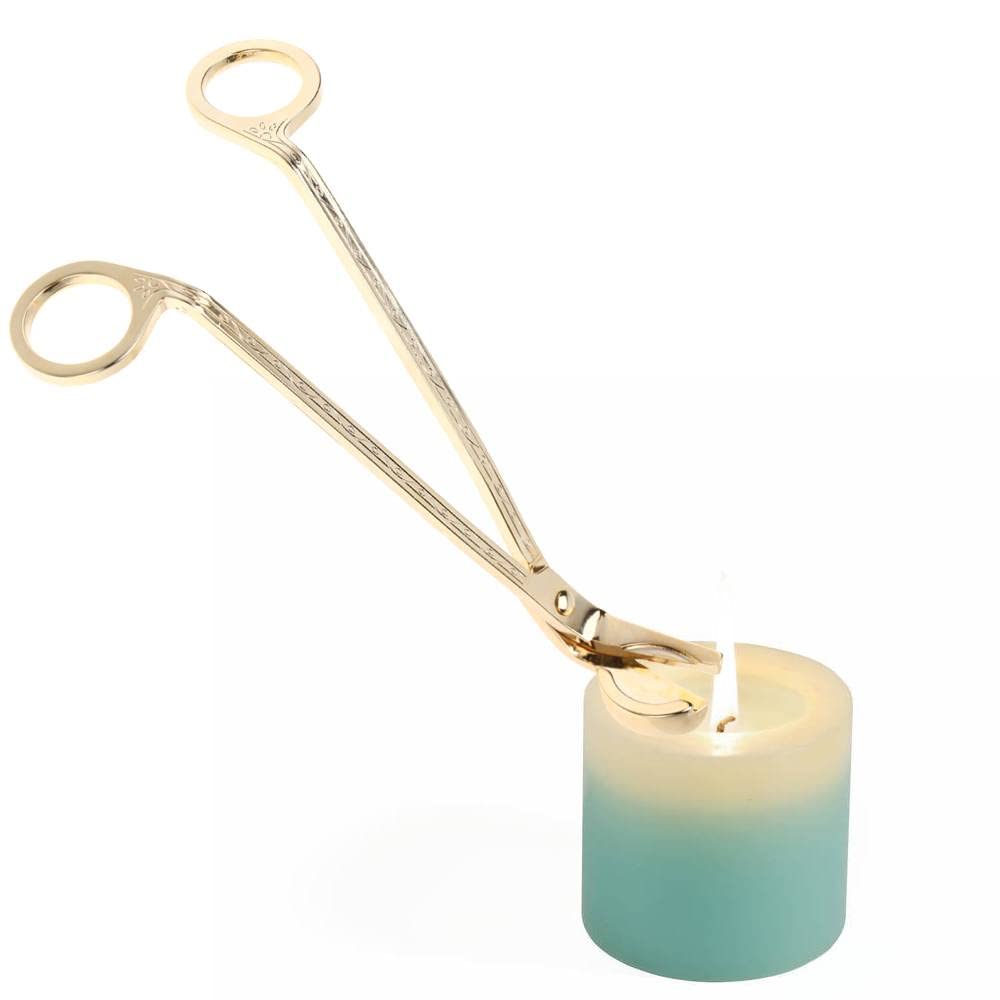 Candle Wick Trimmer, 6.9 Inch Oil Lamp Candle Accessories Trimmer Scissors Deep Into Candles to Cut Spent Wicks(Gold)