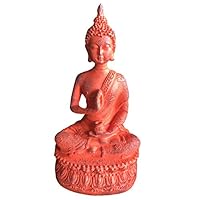 KoHuiJoo Buddha Statue for Meditation, 6" Tall Small Home Decor Thai Sitting Shakyamuni Buda Statues Resin with Bronze Finish (Red, 6.7 inch)