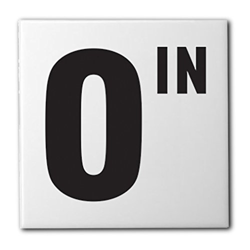 Ceramic Swimming Pool Waterline Depth Marker "0 IN" Smooth Finish, 4 inch Font