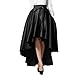 PERSUN Womens Taffeta High Waist Bowknot Front Hi-lo Prom Party Skater Skirt Black