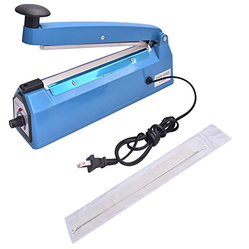 iHotools 8"(200mm) Impulse Manual Hand Bag Sealer Heat Sealing Machine for Plastics Bags PE bags with Extra Replacement Element Grip Blue - Thumbnail 2