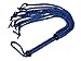 Prairie Horse Supply Premium Quality Leather and Suede Small Whip, Bull Whip, 9 Genuine Leather Braided Tails, Extra Long Handle Wrapped in Leather and Suede, with 2 Turkhead Knots (Blue Black)