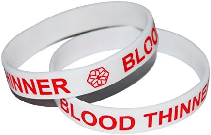 Medical Alert "BLOOD THINNER" Awareness Silicone Emergency Hypoallergenic Wristband Bracelet (1 Piece)