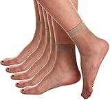 Florboom Womens Sheer Ankle Pantyhose Hosiery Transparent Silk Socks 5 Pack