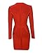 UONBOX Women's Long Sleeves Deep V Plunge Neck Short Mini Fall Bandage Dress Club Dress