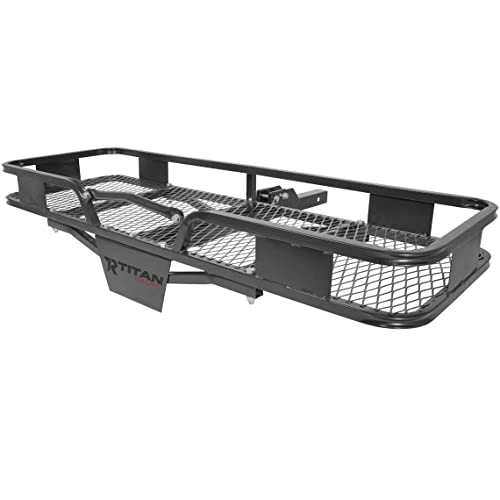 Titan Ramps Hitch Mounted Steel Cargo Carrier Basket 500 lb Capacity 2" Receiver Basket Luggage