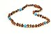 Amber Teething Necklace with Blue Turquoise for Baby - Unisex - 12.6 inches (32 cm) - Amber Jewelry - Hand-Made from Certified Baltic Amber Beads (Cognac / Blue Turquoise)