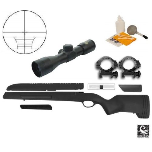 Ultimate Arms Gear ATI Mauser 98 Rifle Stock Scorpion Recoil Buttpad, Weaver Scope Mount & Cheek Rest 4x30 Rangefinder Range Finder Scope + Scope Picatinny Rings + Lens Covers