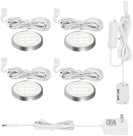 SZMYLED LED Puck Lights, Warm, Soft & Cool White 3 Modes Available, Under Cabinet Led Lights for Closet and Kitchen, Set of 4