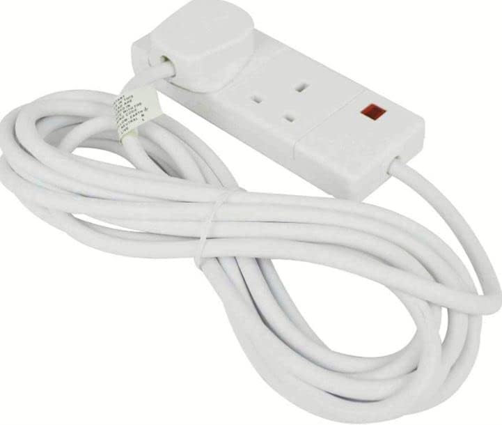 Mr. Gadget's Solutions 13A 2 Gang 6M UK Plug Extension Lead White Power Socket