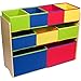 KC CUBS Clean N Tidy Children's Wood & Fabric Toy Organizer & Storage Rack Display for Boys & Girls Kids Playroom, Baby Nursery, Classroom Daycare and Toddler Bedrooms with 9 Bins, Primary Colors